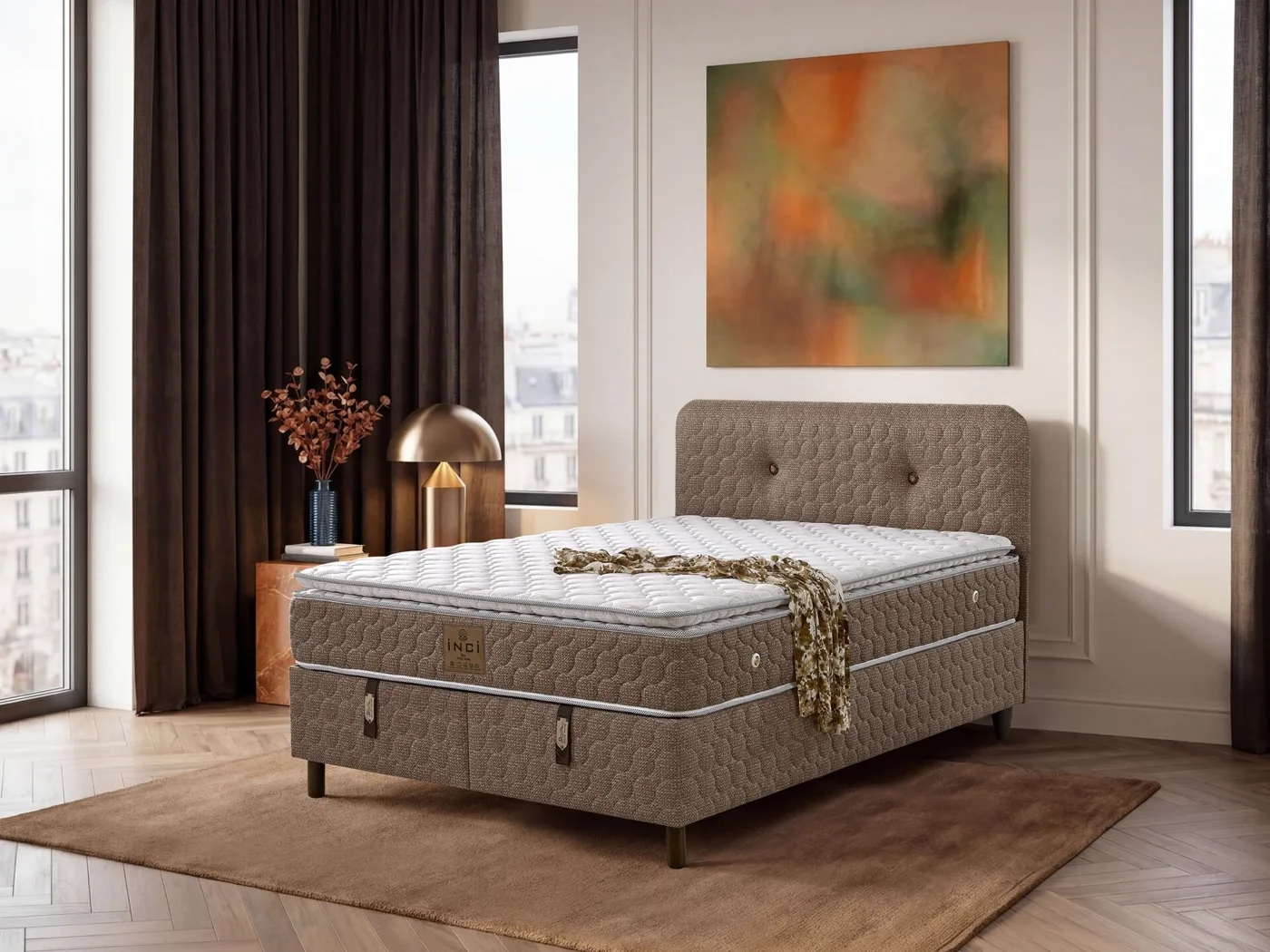 Loya 160x200 Çift Kişilik Yatak, Baza, Başlık Seti