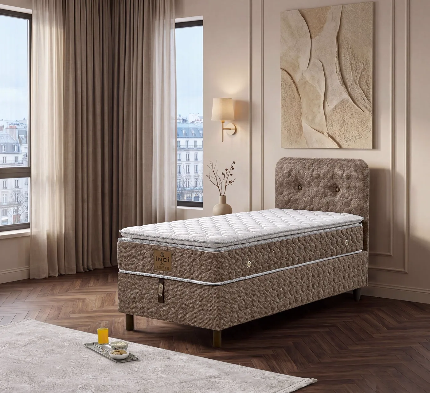 Loya 120x200 Tek Kişilik Yatak, Baza, Başlık Seti
