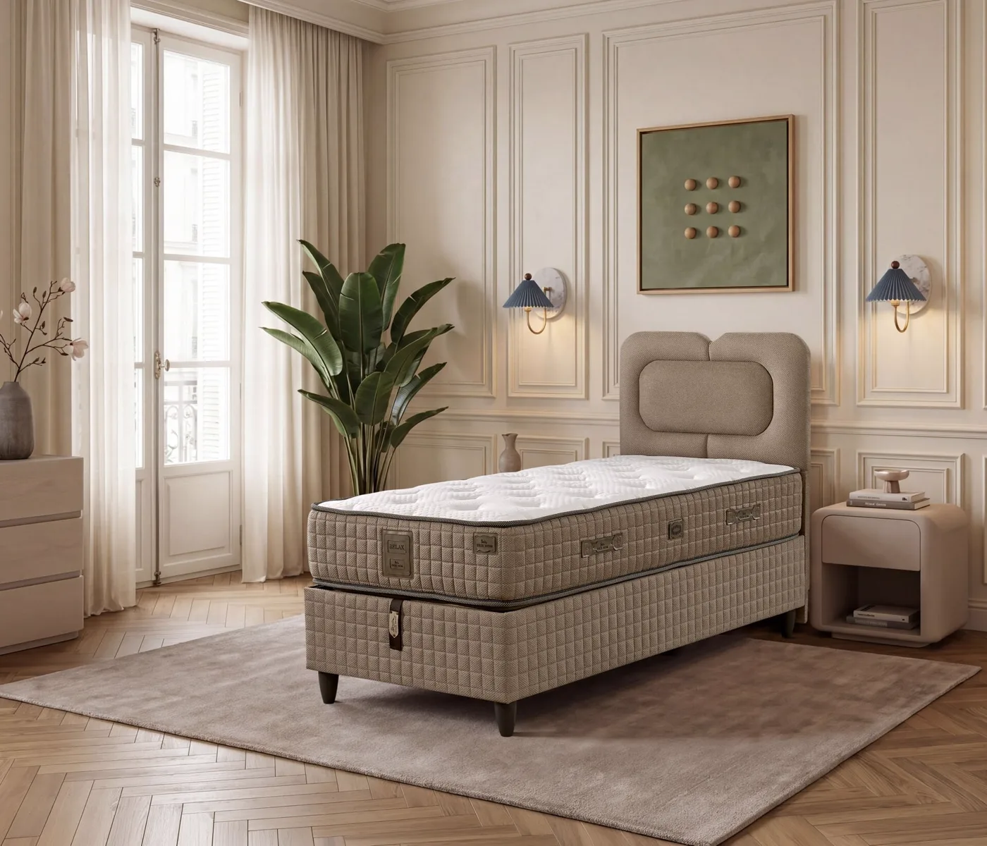 Nesta 90x190 Tek Kişilik Yatak, Baza, Başlık Seti
