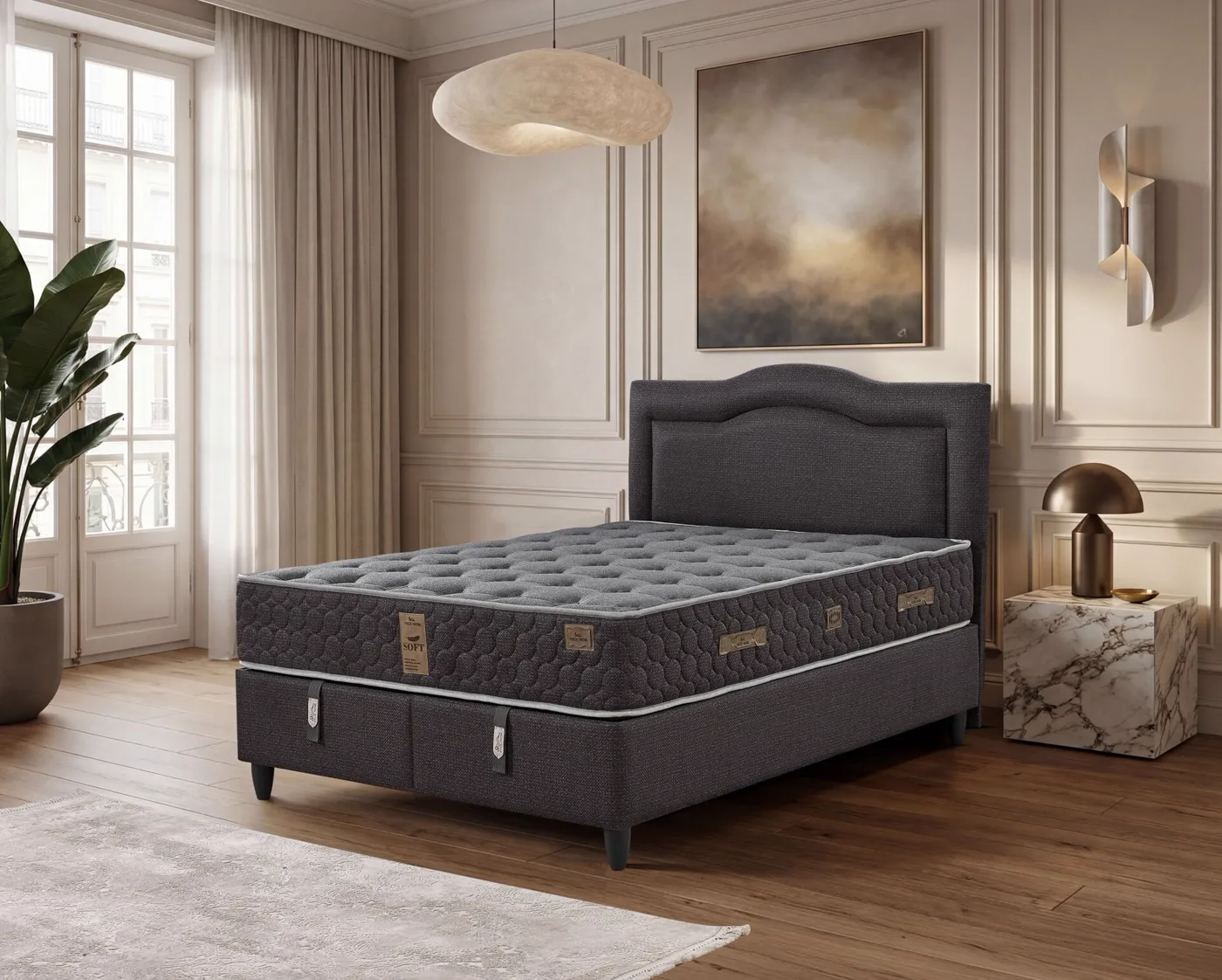 Mabel 200x200 Çift Kişilik Yatak, Baza, Başlık Seti