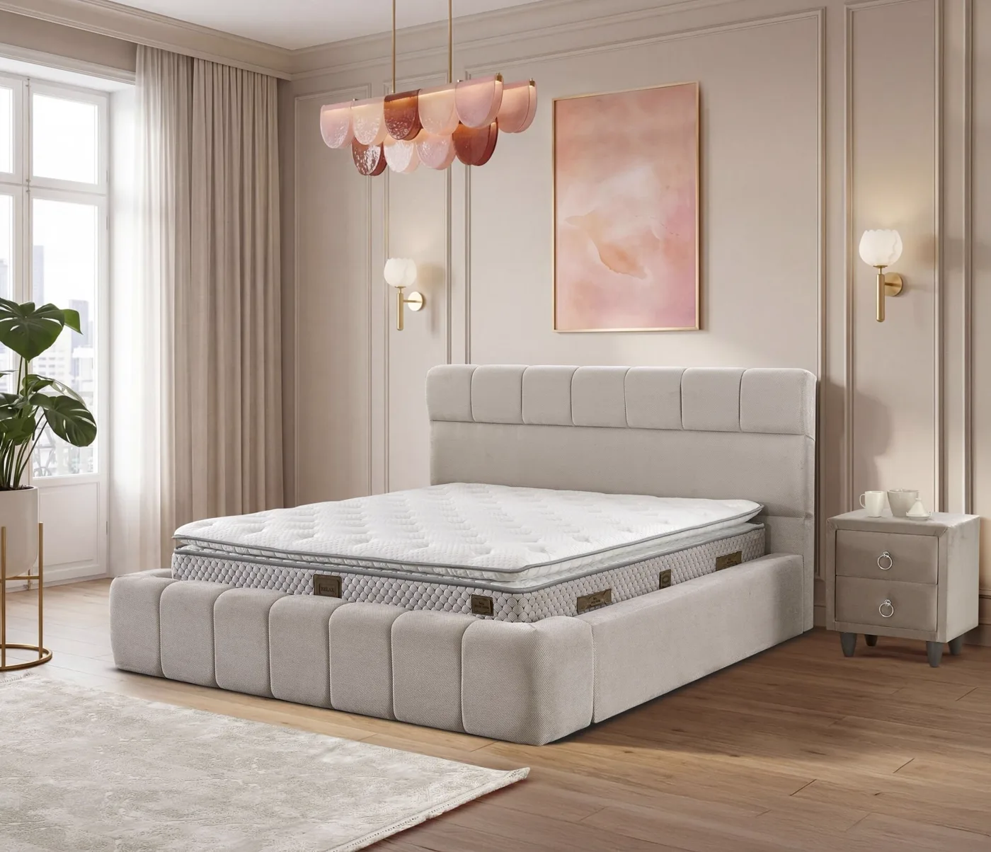 Daly 180x200 Çift Kişilik Yatak, Baza, Başlık Seti