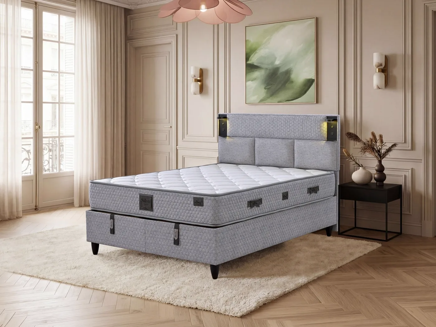 Parma 150x200 Çift Kişilik Yatak, Baza, Başlık Seti
