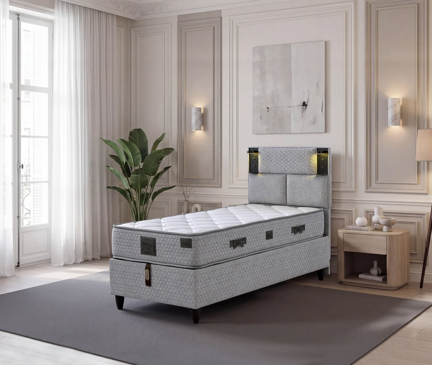 Parma 90x200 Tek Kişilik Yatak, Baza, Başlık Seti