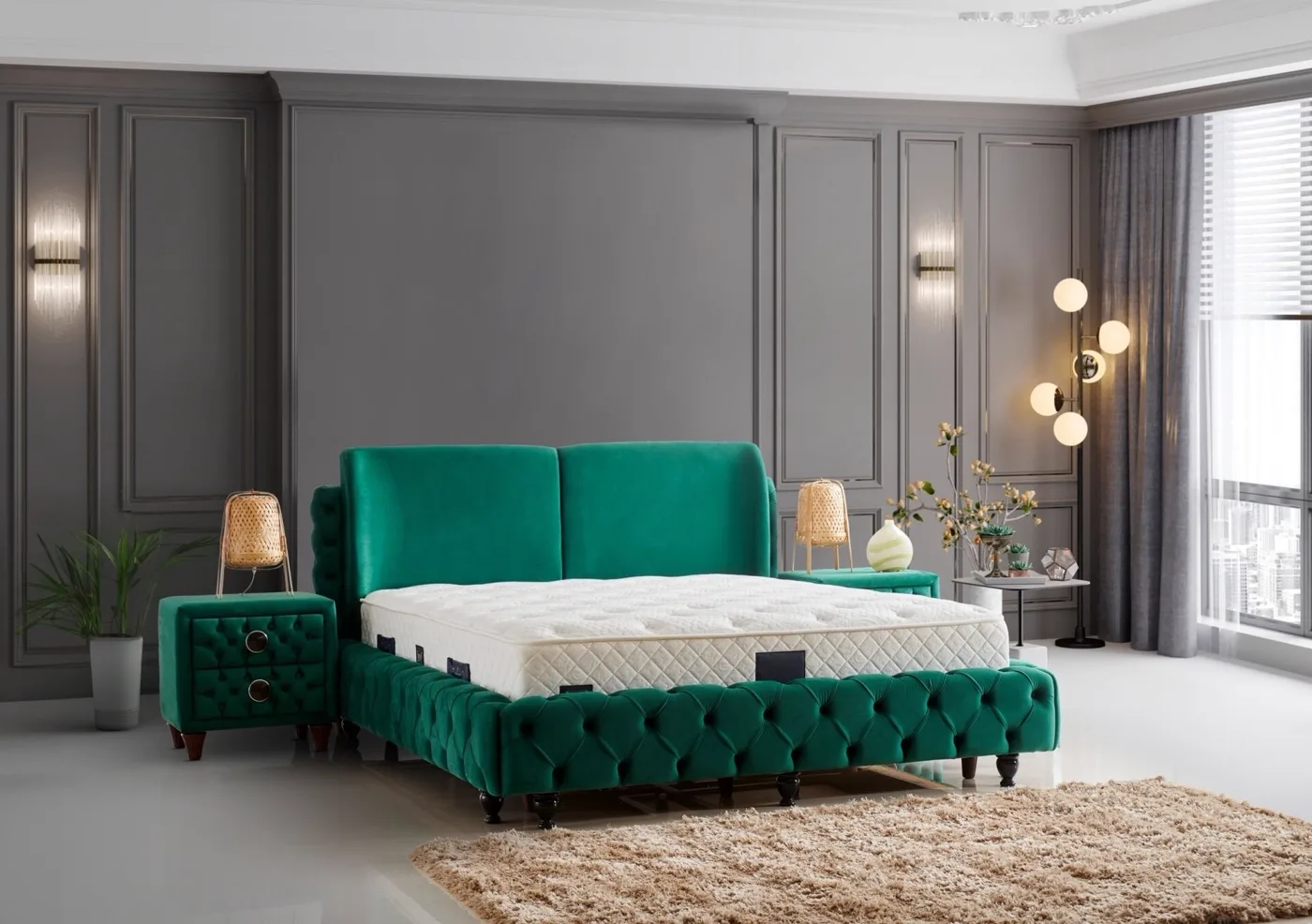 Lux Pro 180x200 Çift Kişilik Yatak, Baza, Başlık Seti