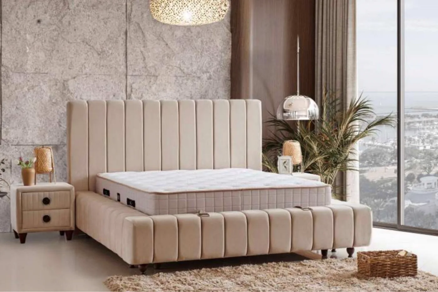 Tokyo 150x200 Çift Kişilik Yatak, Baza, Başlık Seti