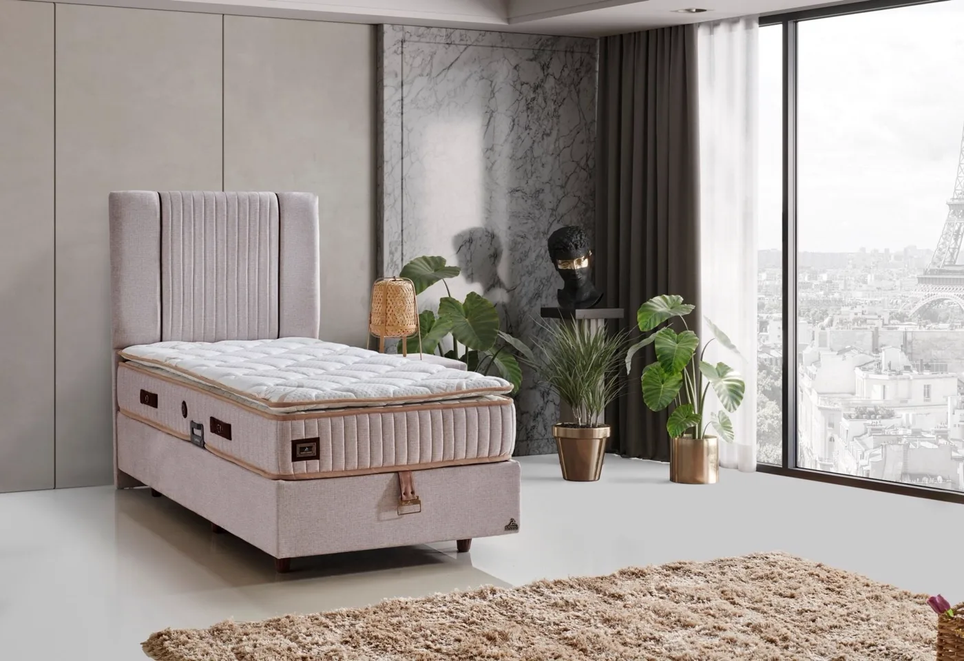 Lucca Sandıksız 120x200 Tek Kişilik Yatak, Baza, Başlık Seti