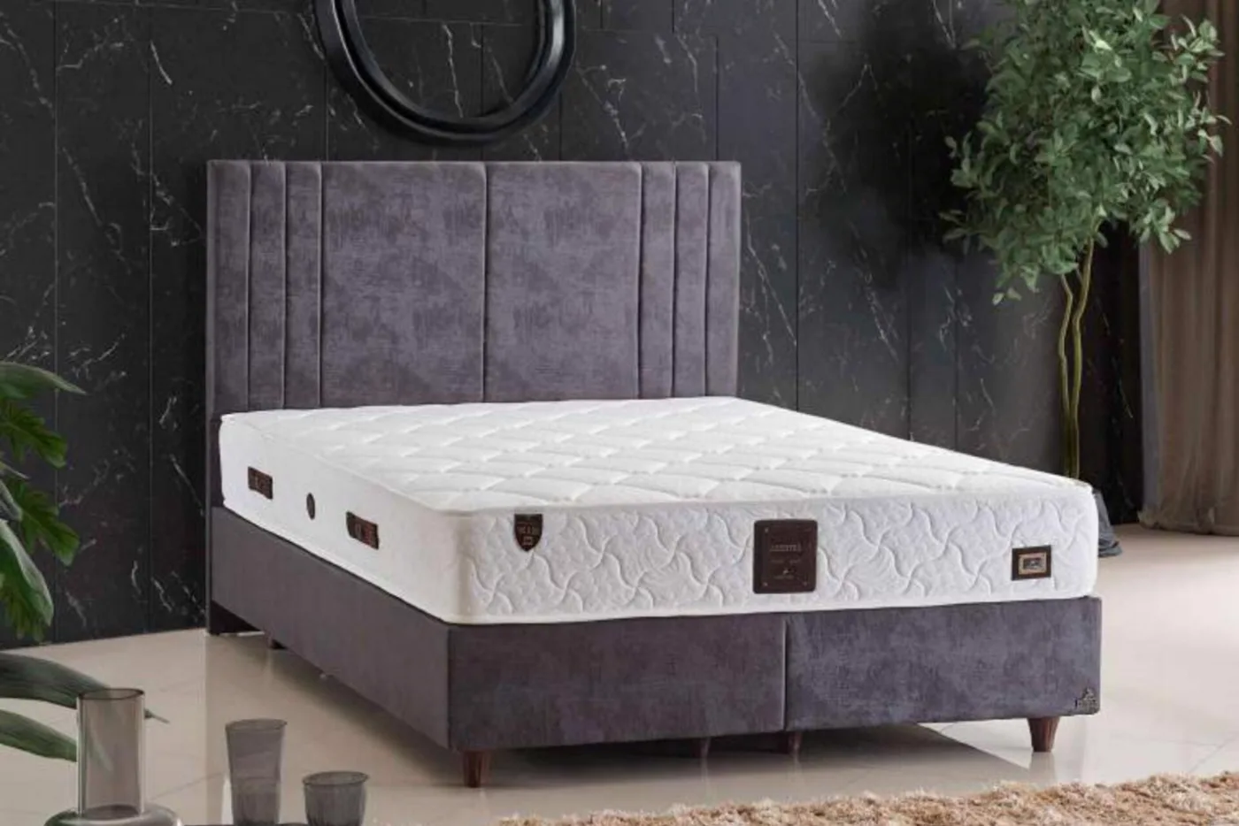 Latextra 200x200 Çift Kişilik Yatak, Baza, Başlık Seti