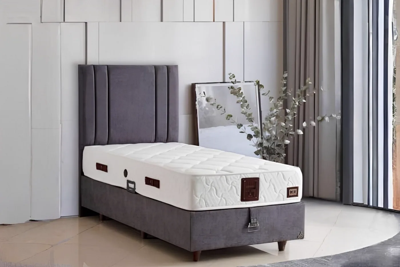 Latextra 90x190 Tek Kişilik Yatak, Baza, Başlık Seti