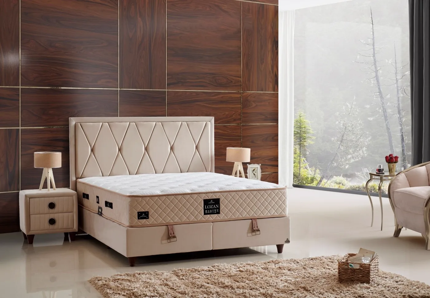 Lozan Plus 120x200 Tek Kişilik Yatak, Baza, Başlık Seti