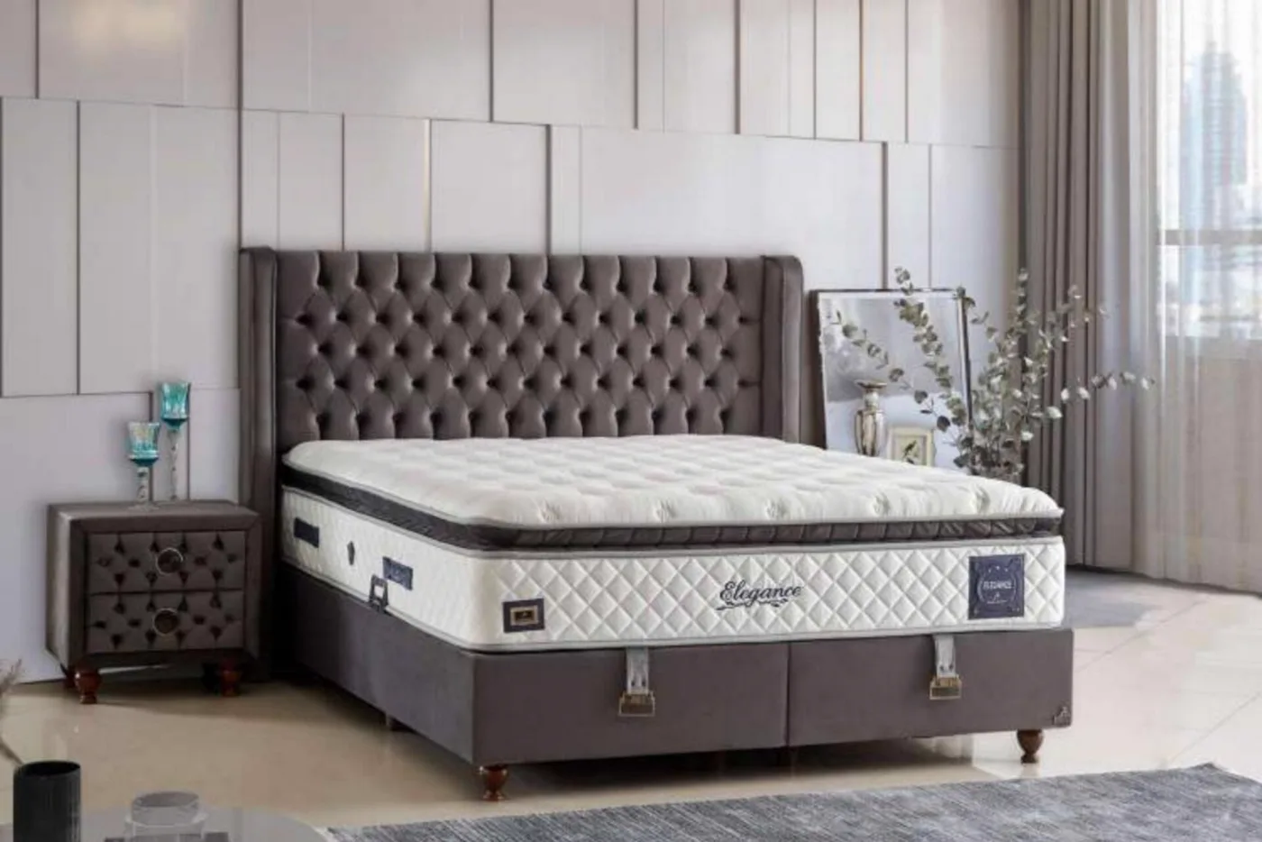 Elegance Pedli 140x200 Çift Kişilik Yatak, Baza, Başlık Seti