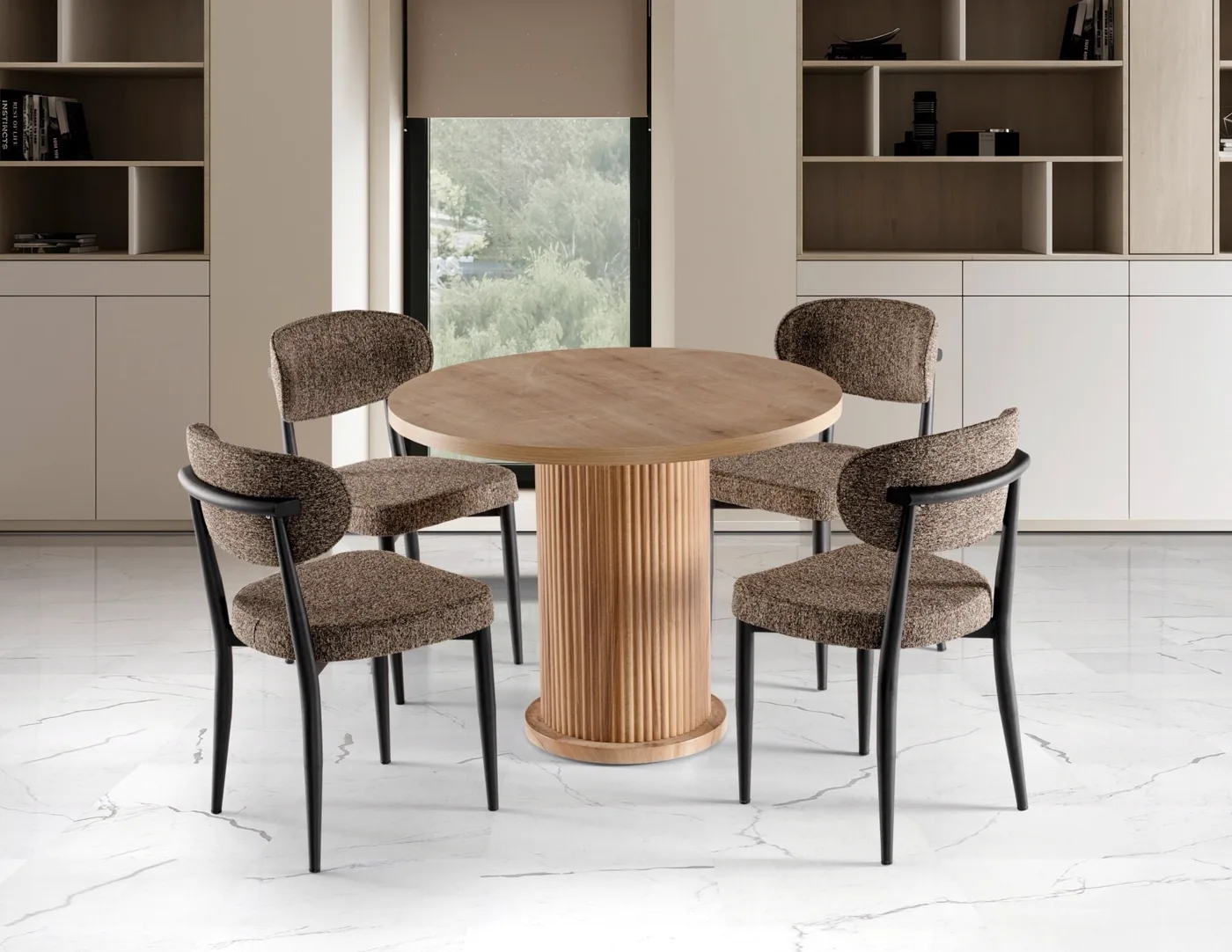 Bohem 4 Sandalyeli % 100 MDF Masa Takımı Atlantik Çam