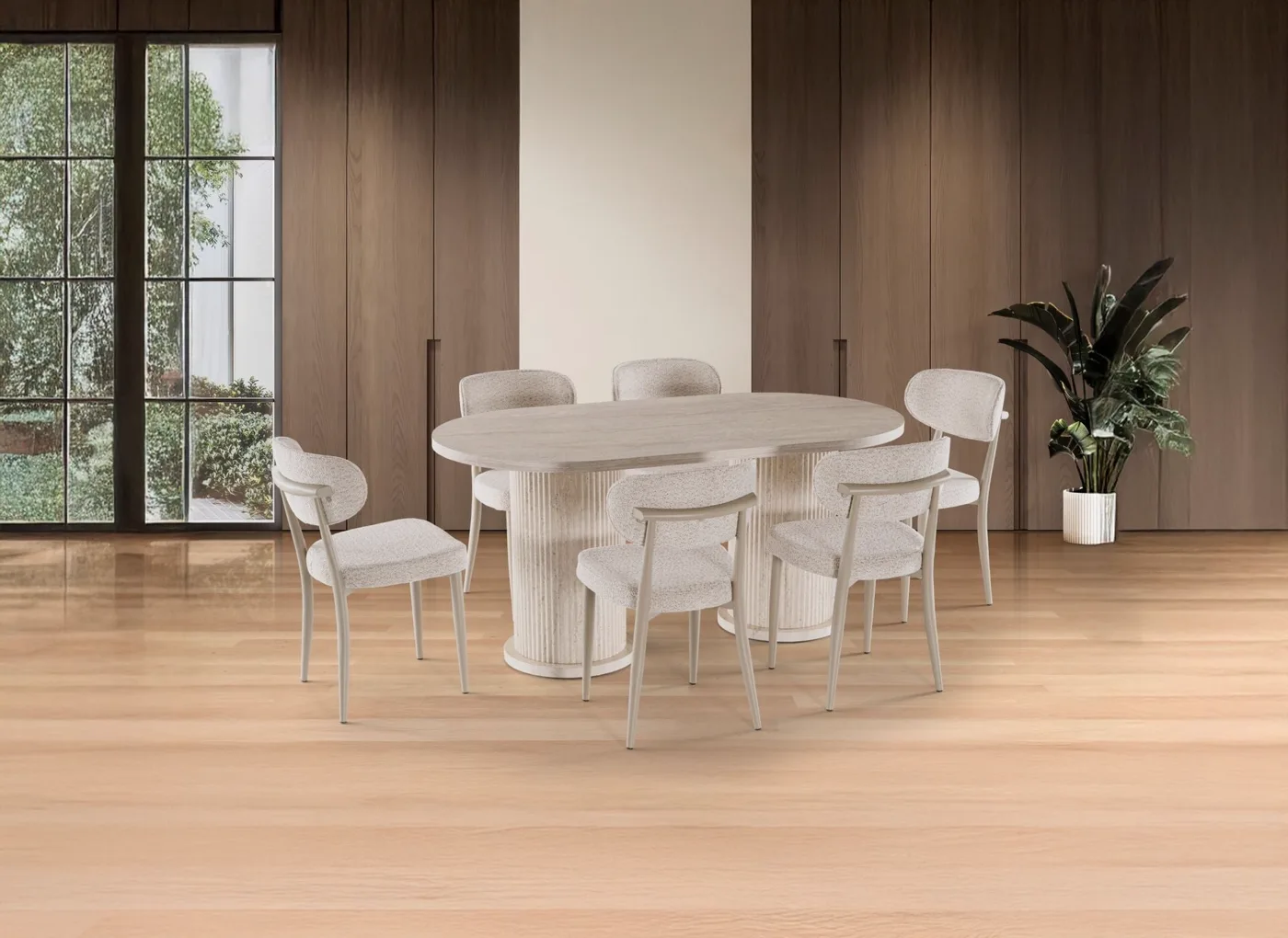 Bohem 6 Sandalyeli % 100 MDF Masa Takımı Traverten