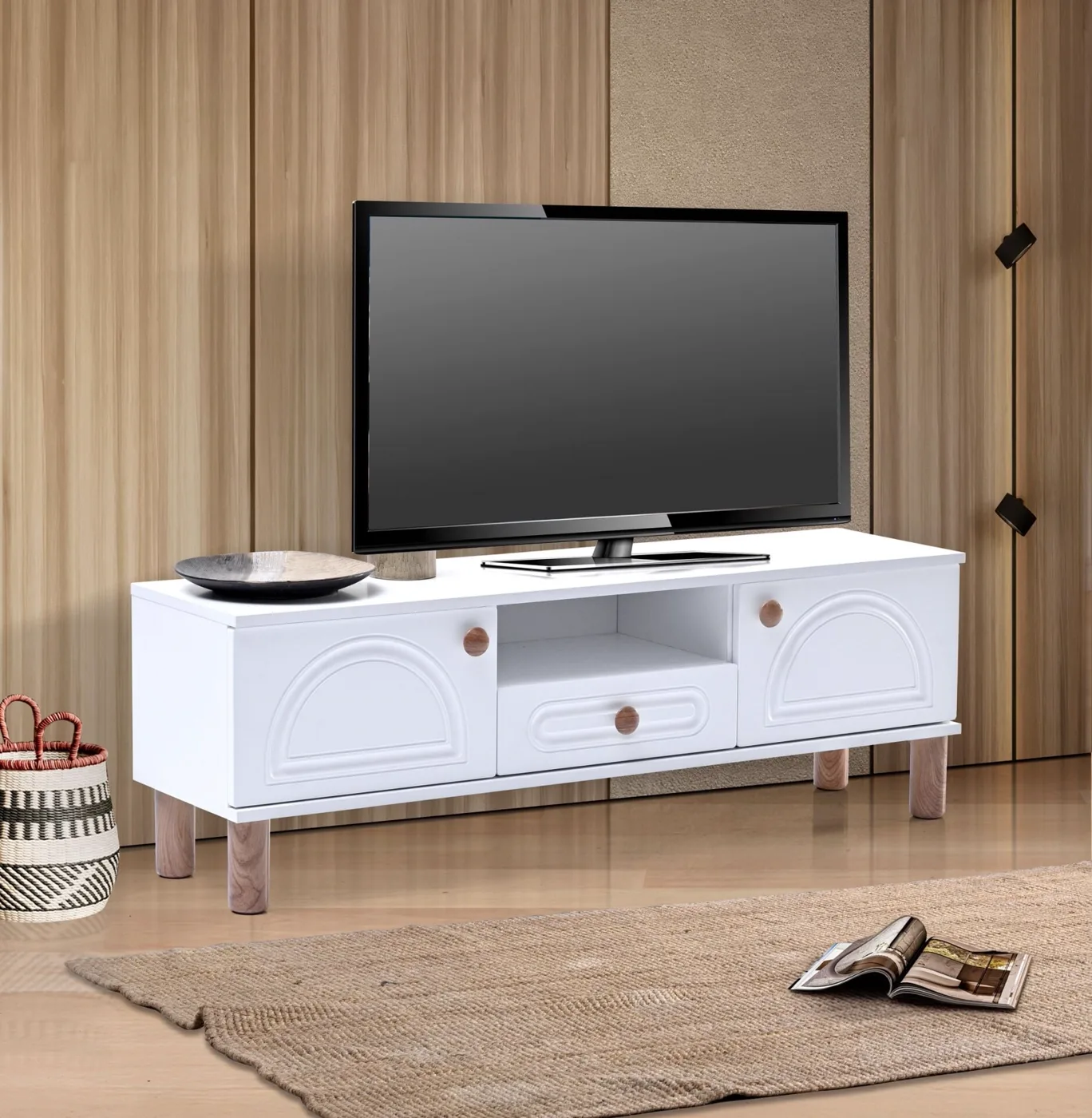 Aslan Bohem 160'lık Tv Sehpası Beyaz