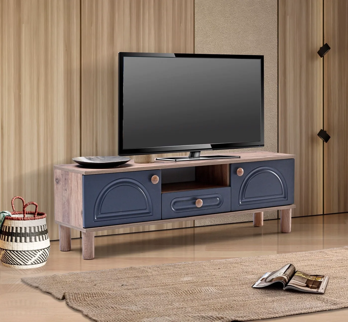 Aslan Bohem 160'lık Tv Sehpası Atlantik Çam - Antrasit