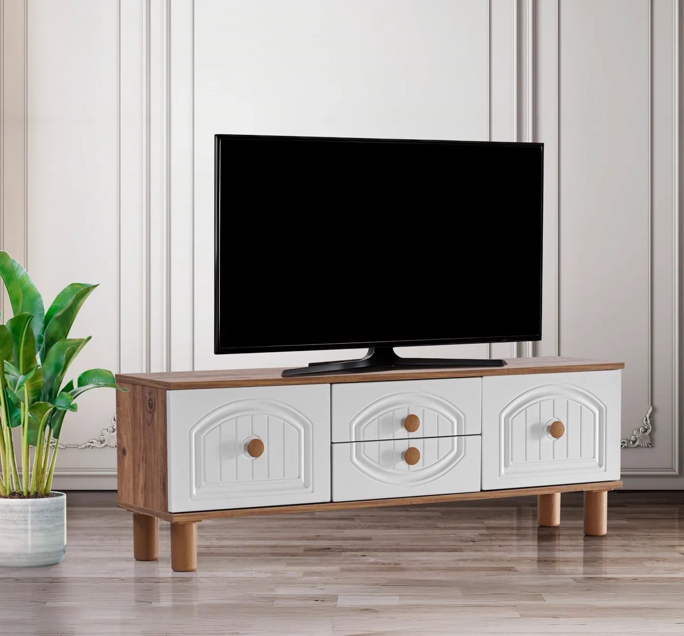 Aslan Ege Konak Tv Sehpası Atlantik Çam - Beyaz