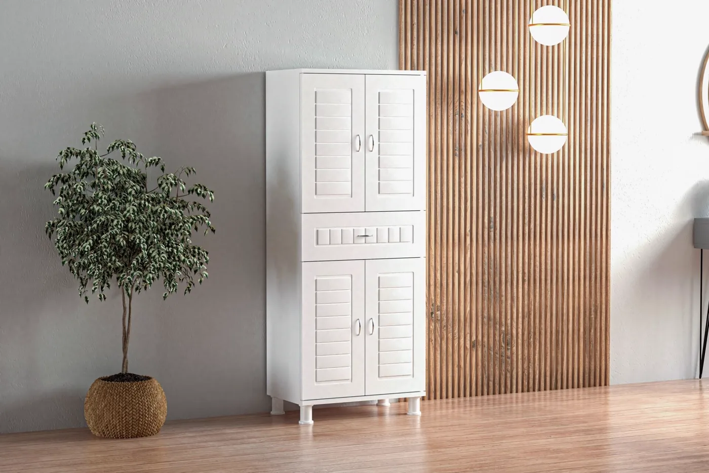 Tek Çekmeceli Beyaz Banyo Dolabı
