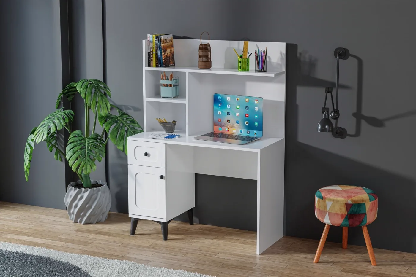 Carina Vintage Çalışma Masası - Beyaz