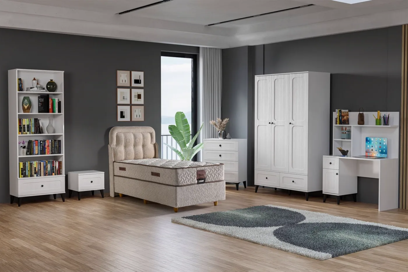 Carina Vintage Genç Odası Takımı - Beyaz