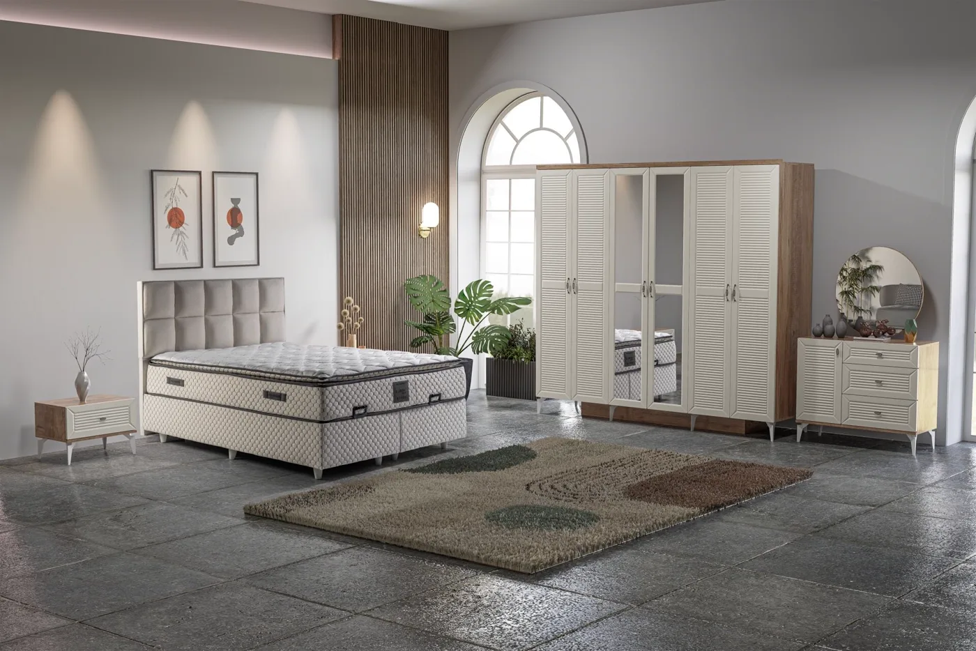 Naz Yatak Odası Takımı %100 MDF - Atlantik Çam / Aytaşı