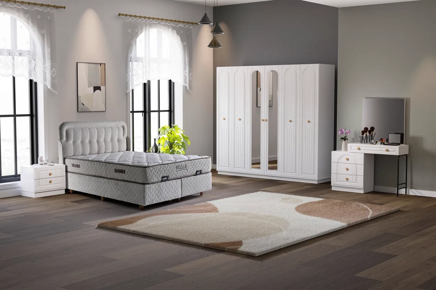 Bohem Yatak Odası Takımı %100 MDF - Beyaz