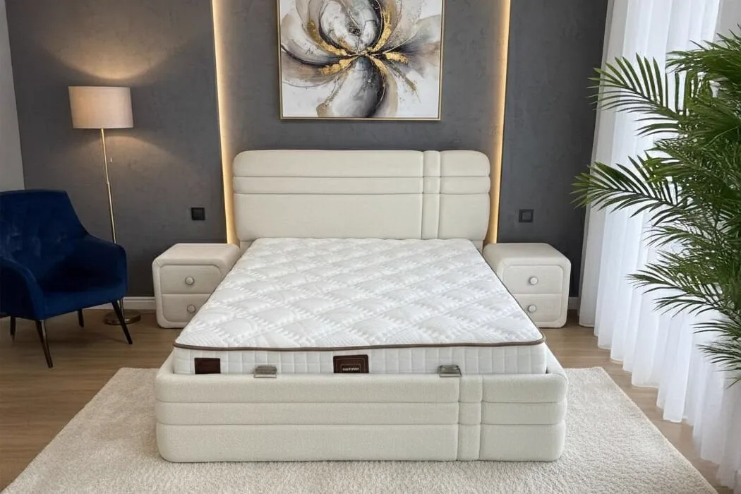 Royal Beyaz 160 x 200 Çift Kişilik Yatak, Baza, Başlık Seti