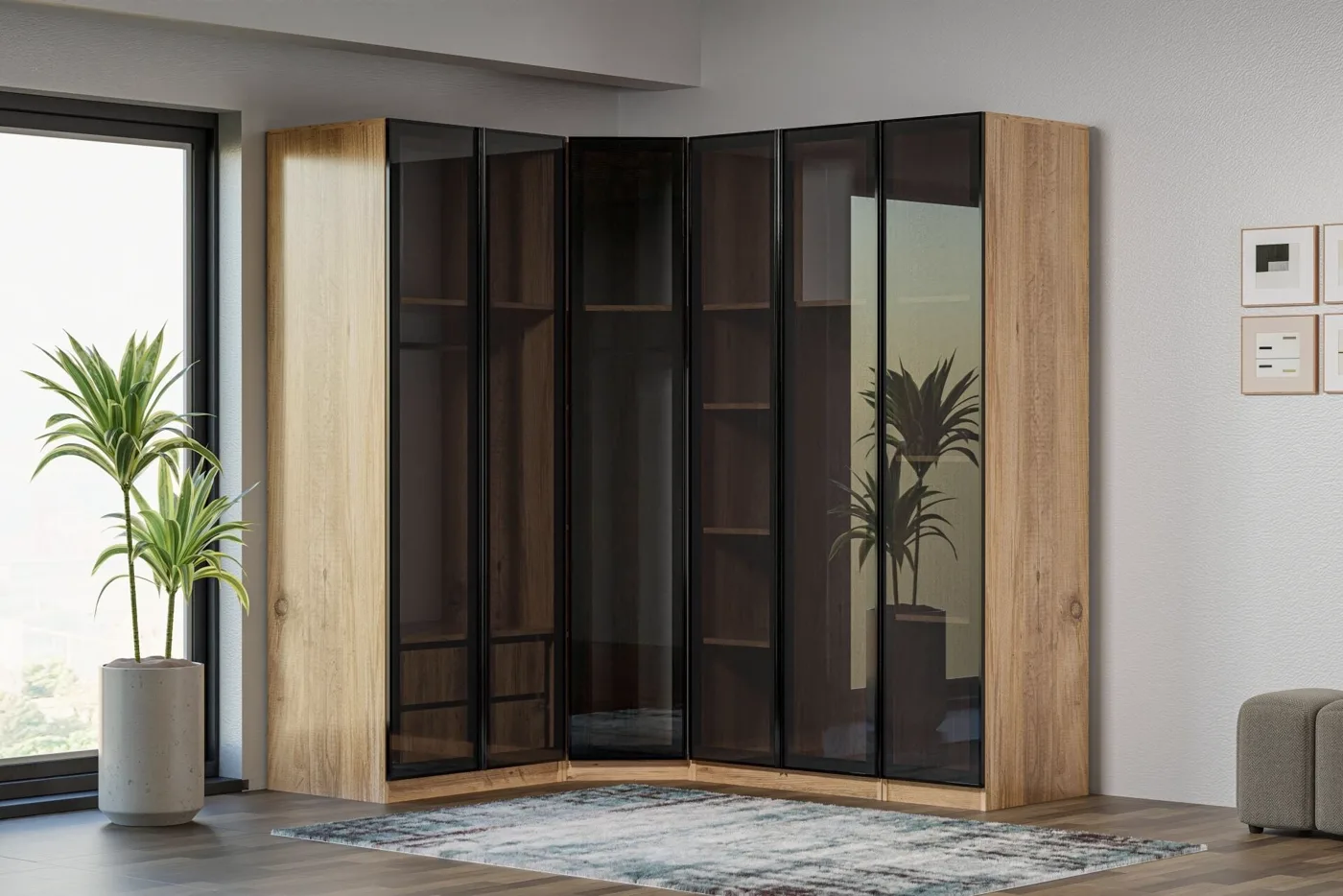 Royal Gardırop Köşe Takımı % 100 MDF - Atlantik Çam