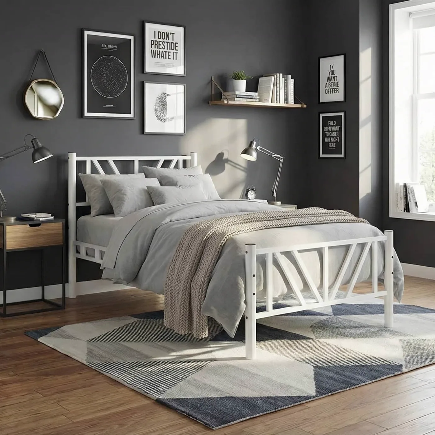 Smyrna Tek Kişilik Metal Karyola 90x200 Beyaz