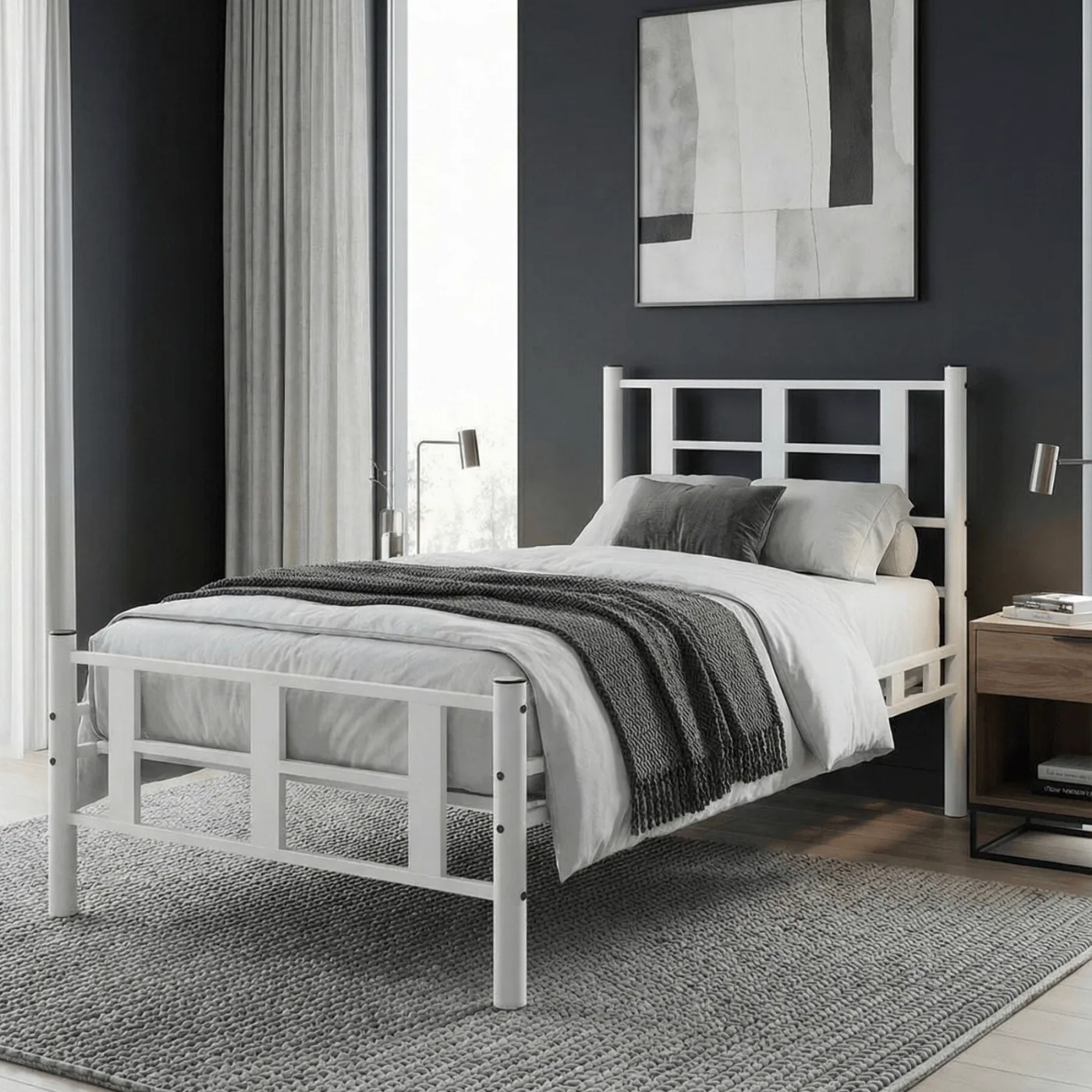 Karma Tek Kişilik Metal Karyola 100x200 Beyaz