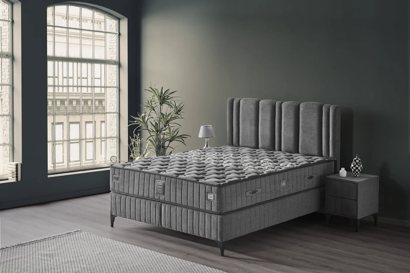 Optimum 150x200 Çift Kişilik Yatak, Baza, Başlık Seti