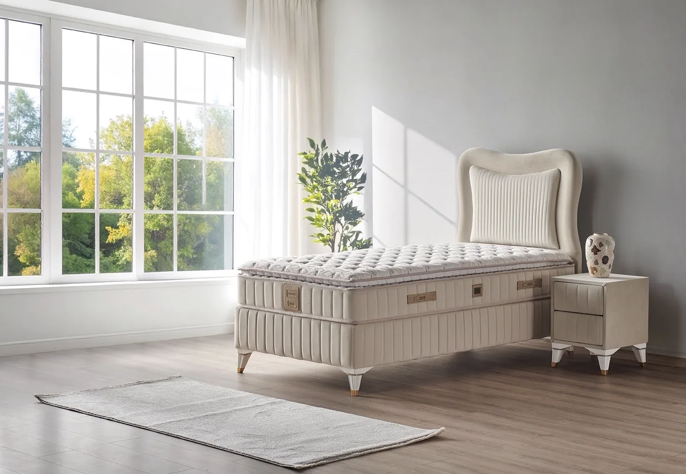 Elegance 120x200 Tek Kişilik Yatak, Baza, Başlık Seti