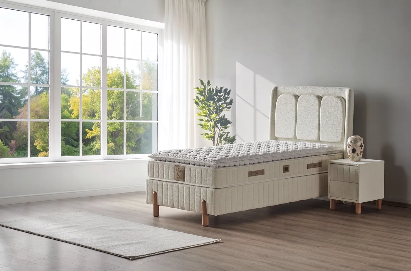 Bohem 120x200 Tek Kişilik Yatak, Baza, Başlık Seti