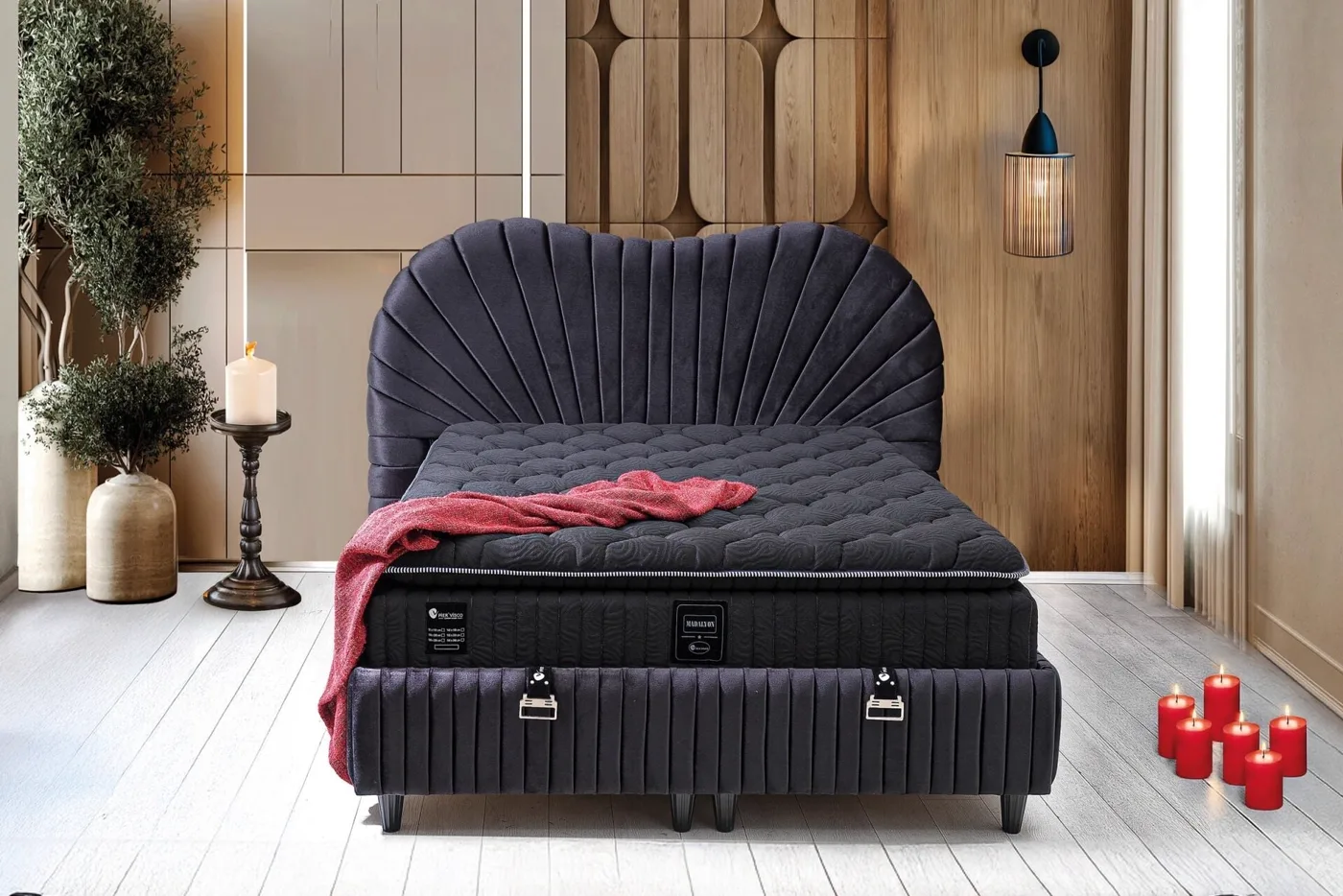 Madalyon 180x200 Çift Kişilik Yatak, Baza, Başlık Seti