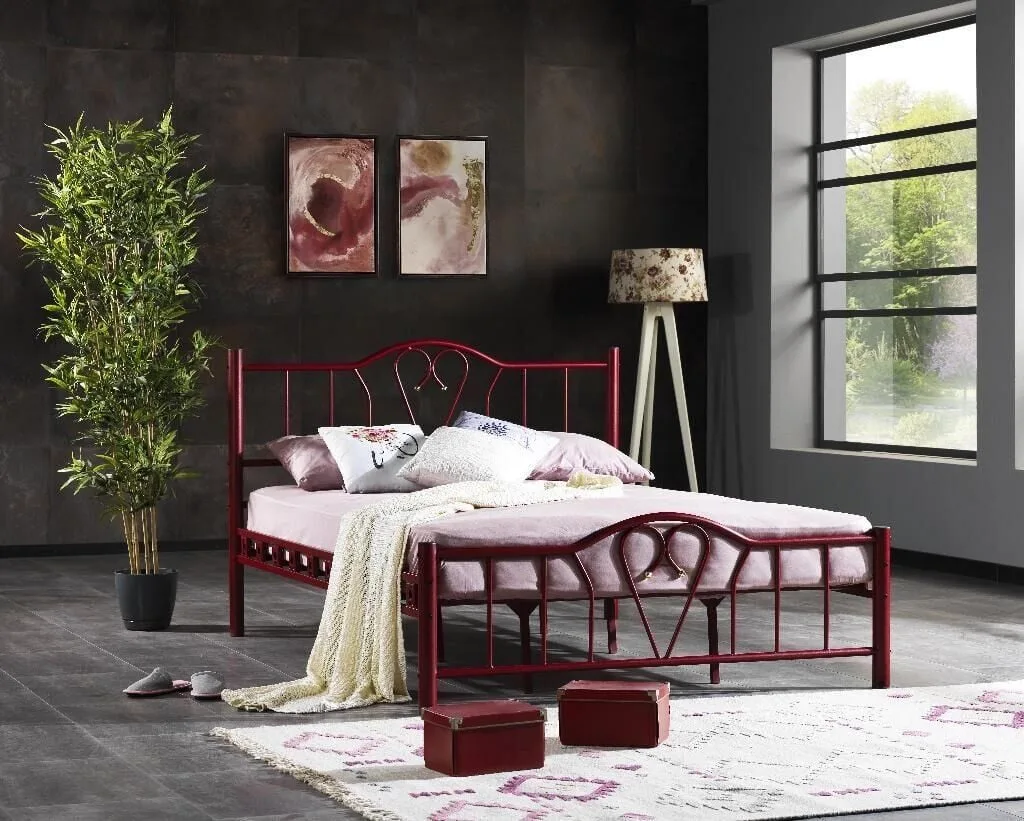 Orkide Metal Karyola 150x200 ARM106 Bordo