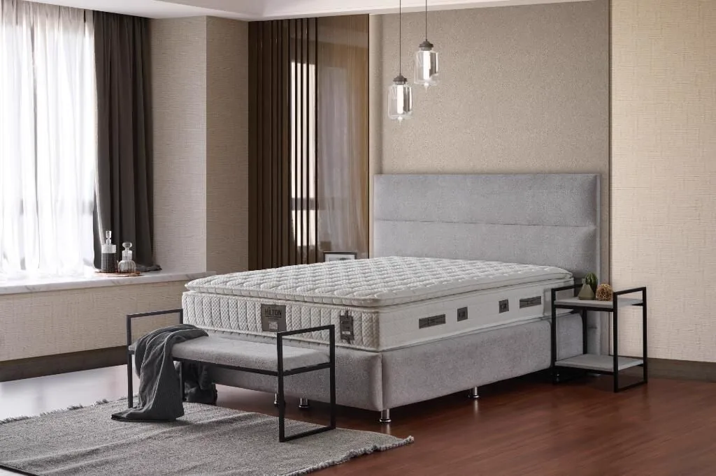 Hilton 140x200 Çift Kişilik Yatak, Baza, Başlık Seti