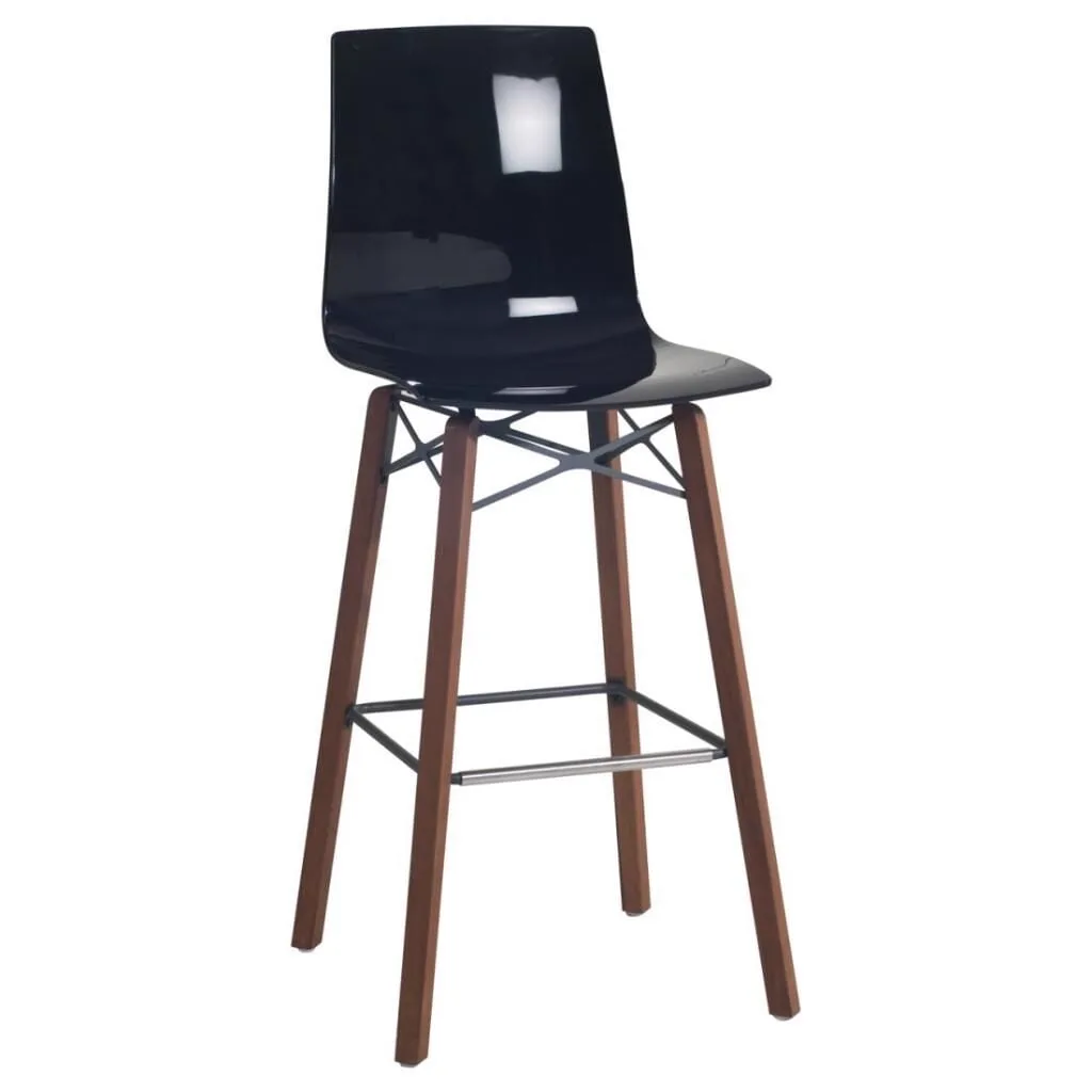 X-treme BSL Wox (iroko) Solid Siyah - Iroko Ahşap Ayaklı Bar Sandalyesi