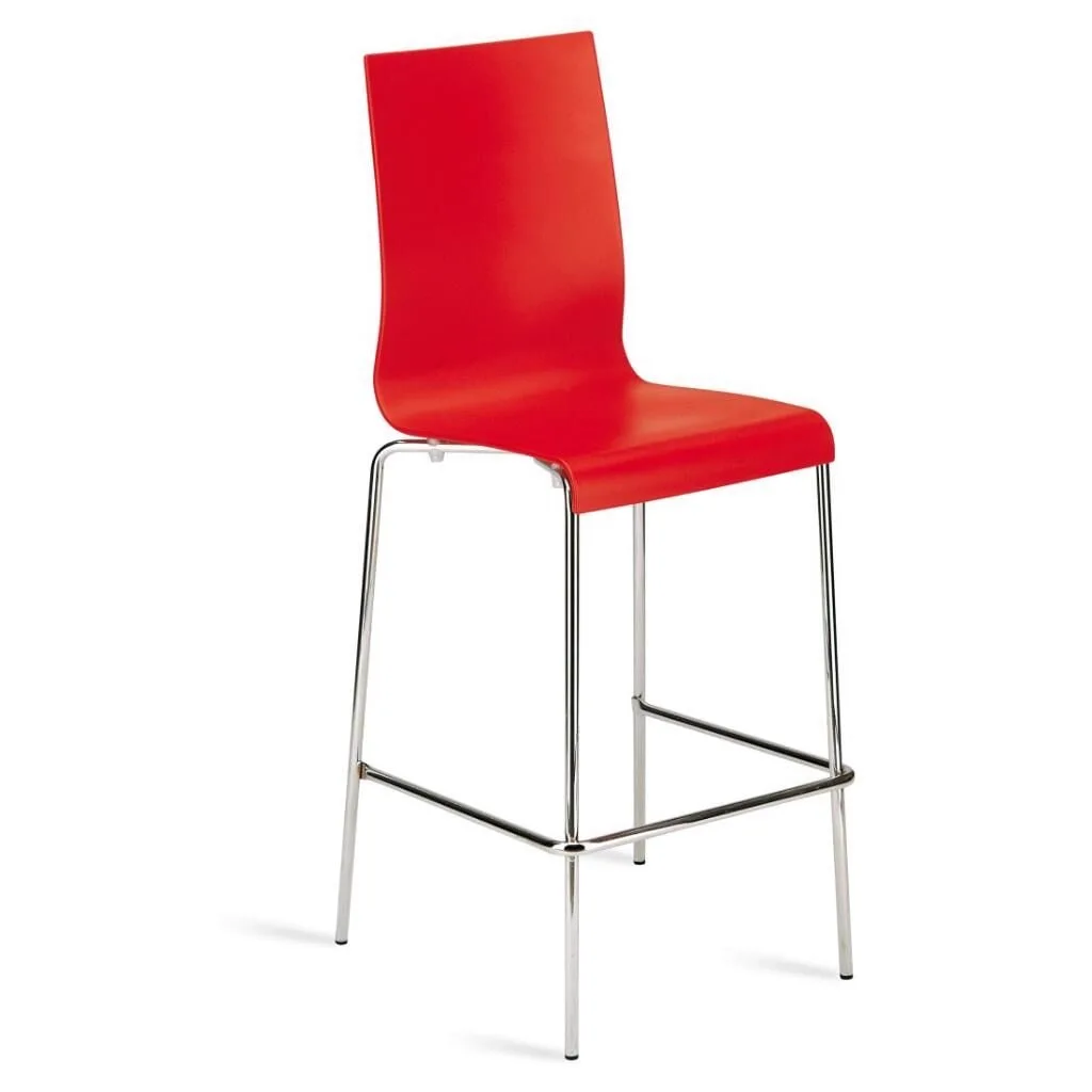 Icon-B Kırmızı - Krom Kaplama Bar Sandalyesi