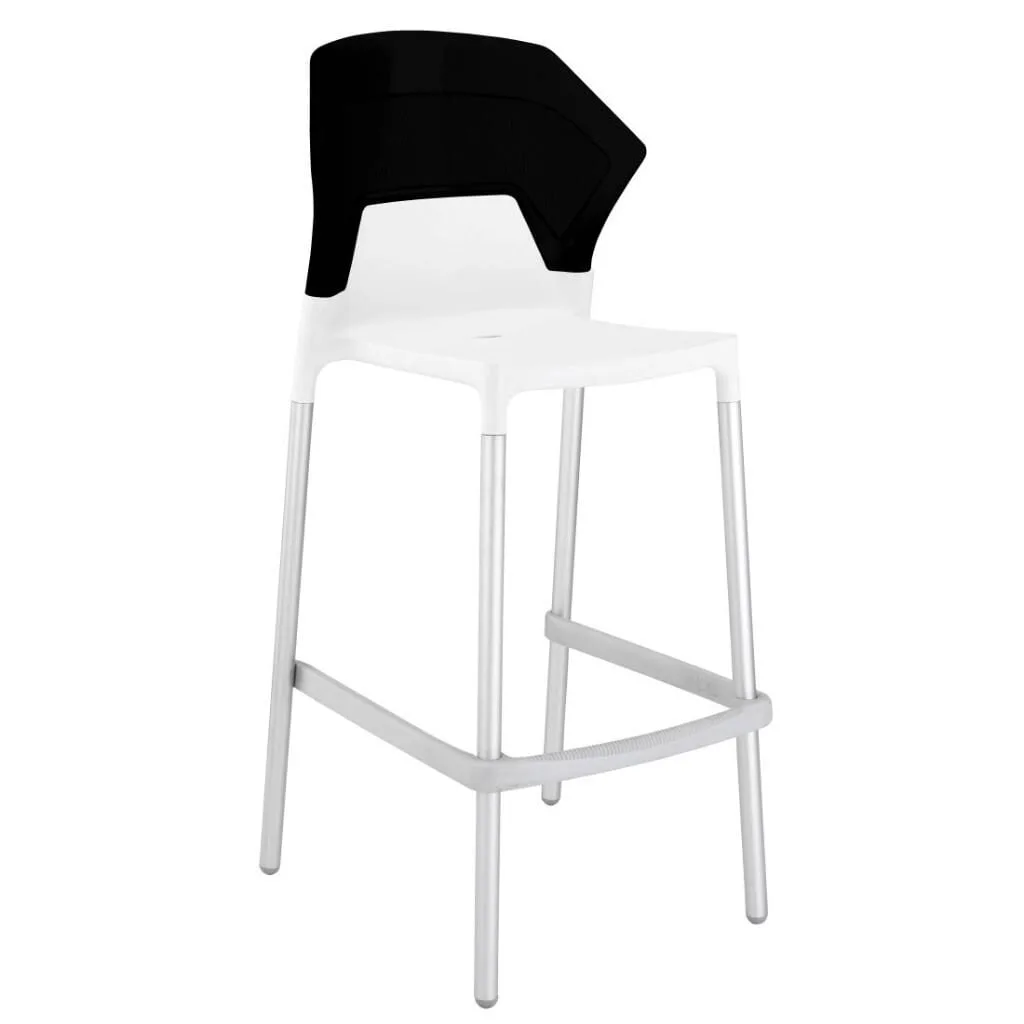 Ego-S Bar Solid Siyah - Beyaz Bar Sandalyesi