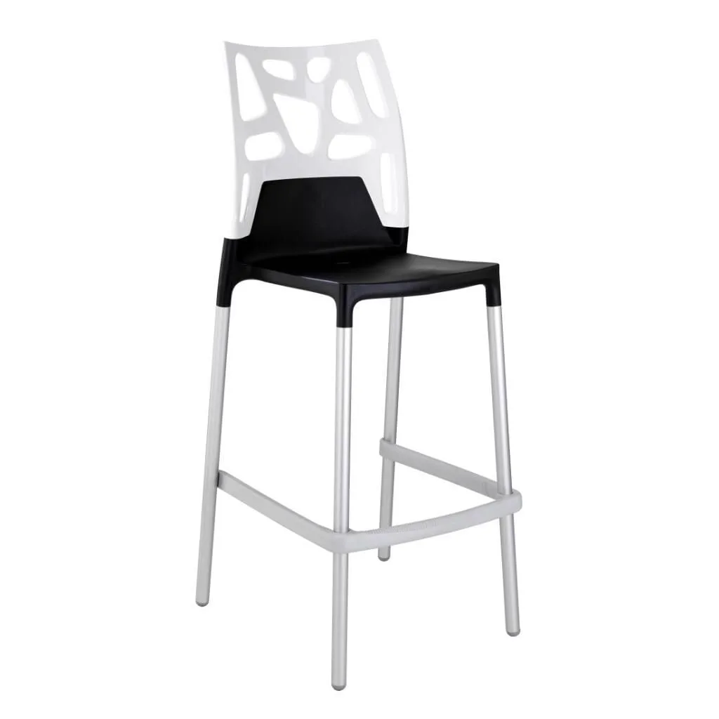 Ego-Rock Bar Solid Beyaz - Siyah Bar Sandalyesi