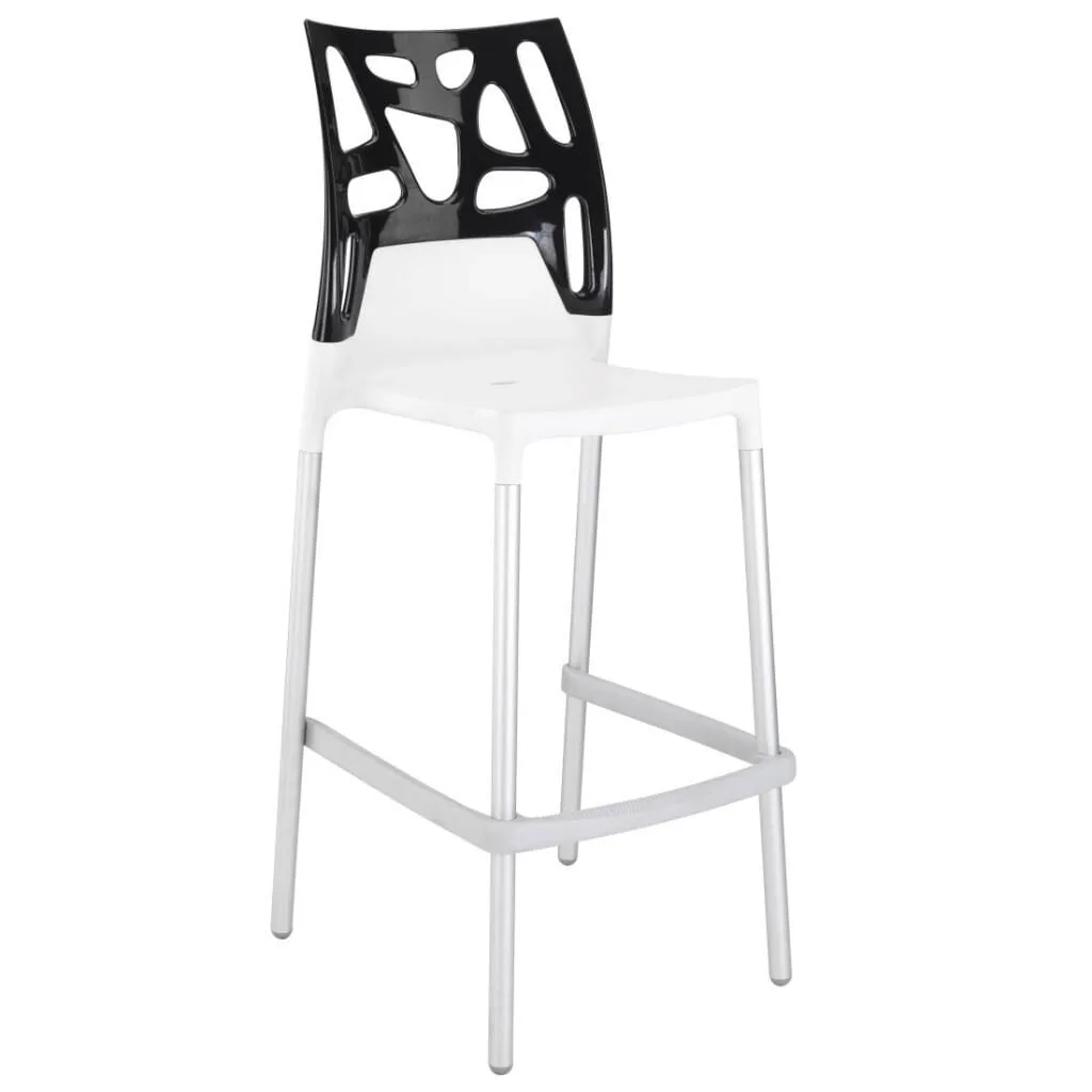 Ego-Rock Bar Solid Siyah - Beyaz Bar Sandalyesi