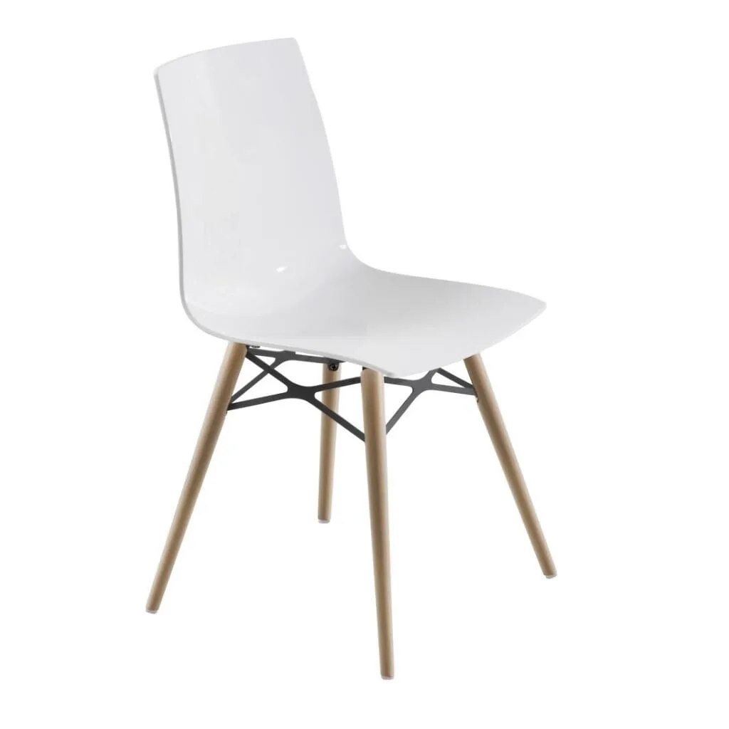 X-treme S Wox (kayın) Solid Beyaz - Iroko Ahşap Mutfak Sandalyesi