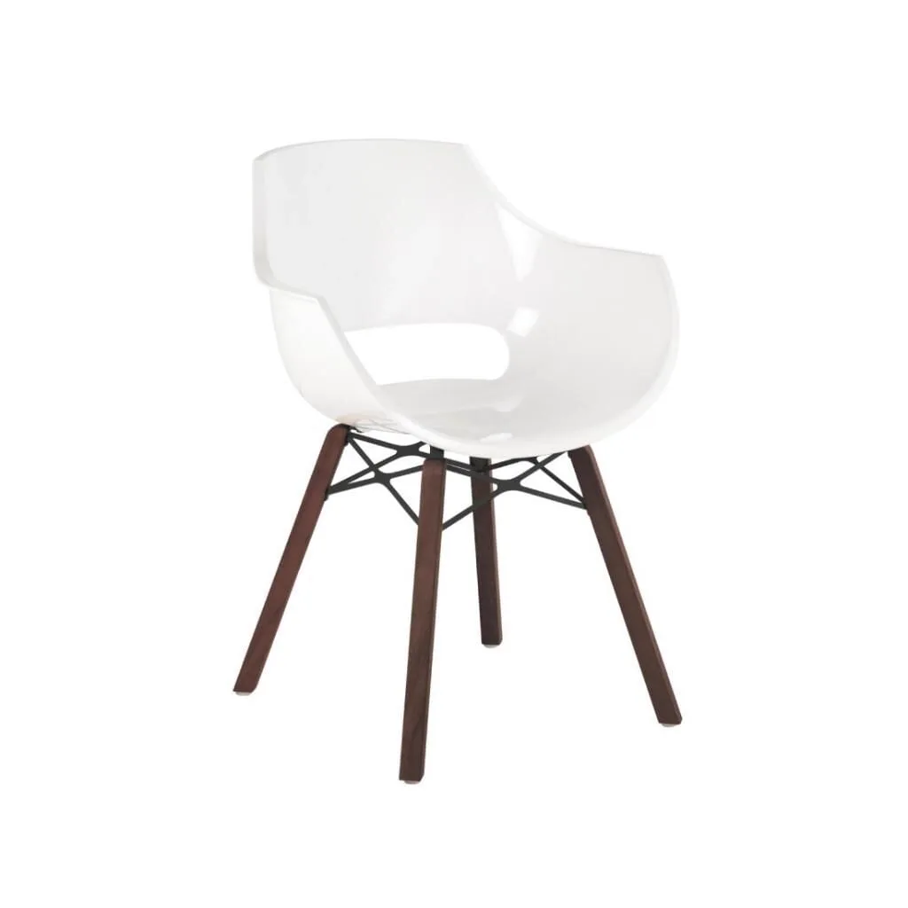 Opal Wox (iroko-meşe) Beyaz Ahşap Ayaklı Sandalye