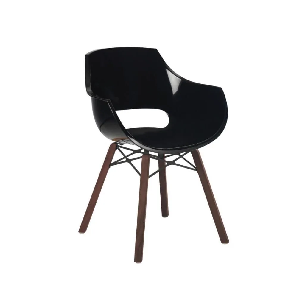 Opal Wox (iroko-meşe) Siyah Ahşap Ayaklı Sandalye