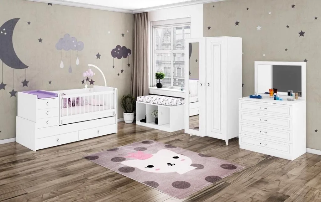 Helen Sallanır Büyüyen Karyolalı Bebek Odası Takımı
